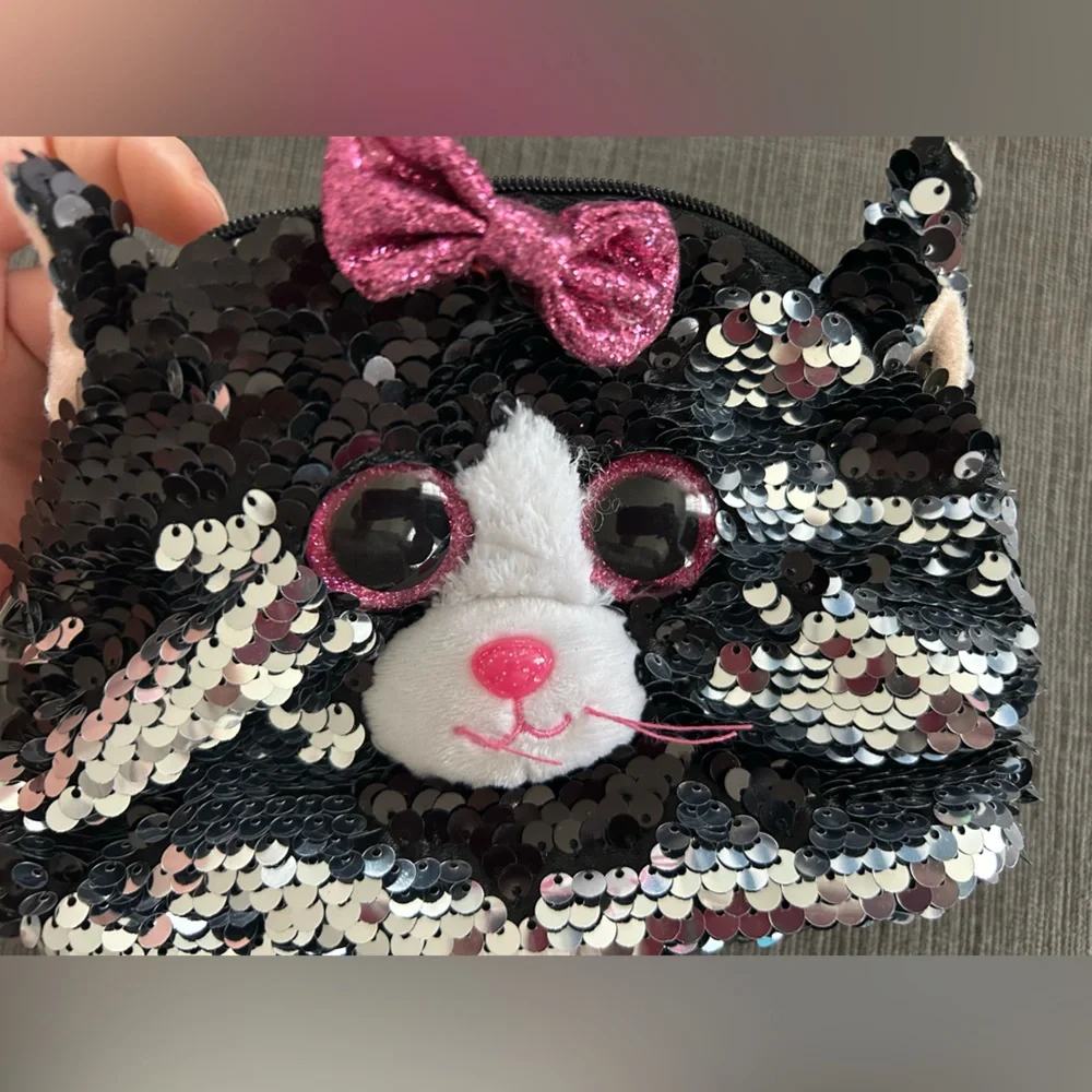 TY Flip Sequin Make up Cosmetic pouch Pencil case Kiki Cat NWT